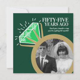 55-årsdagen party emerald guld ring två foto inbjudningar