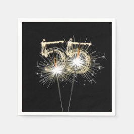 55-årsjubiléet Party Sparklers on Black Pappersservett