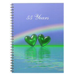 55-årsjubileum Emerald Hearts Anteckningsbok Med Spiral