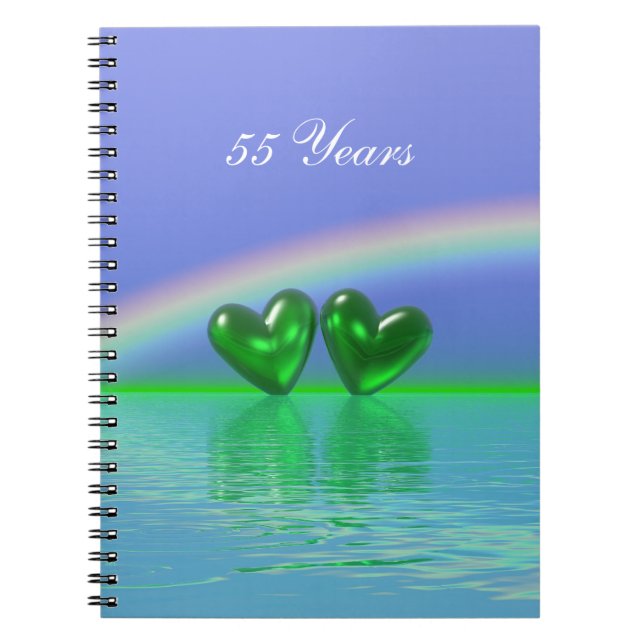 55-årsjubileum Emerald Hearts Anteckningsbok Med Spiral (Framsidan)