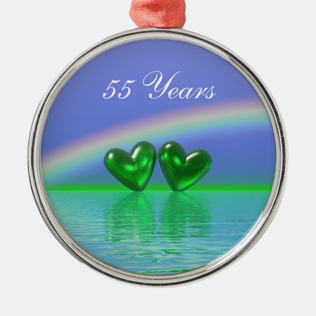 55-årsjubileum Emerald Hearts Julgransprydnad Metall (Framsidan)