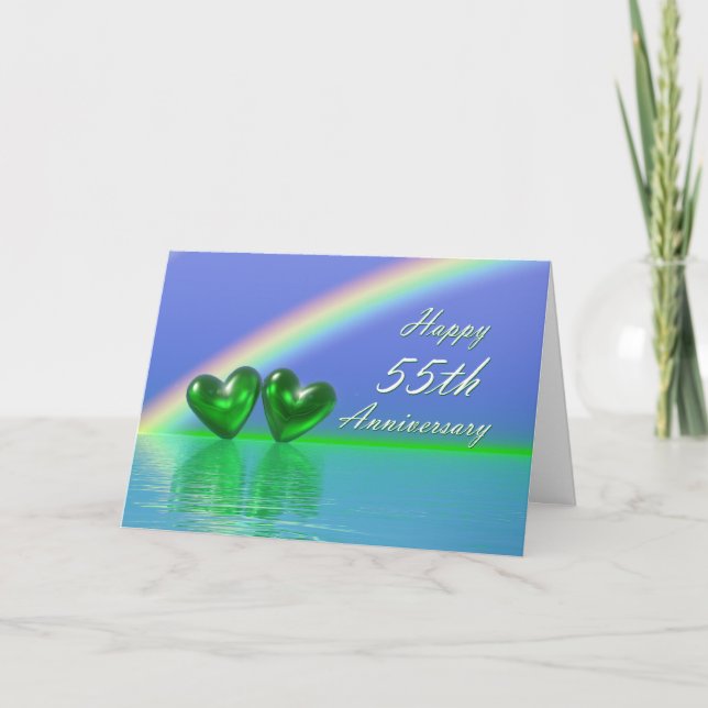 55-årsjubileum Emerald Hearts Kort (Framsida)