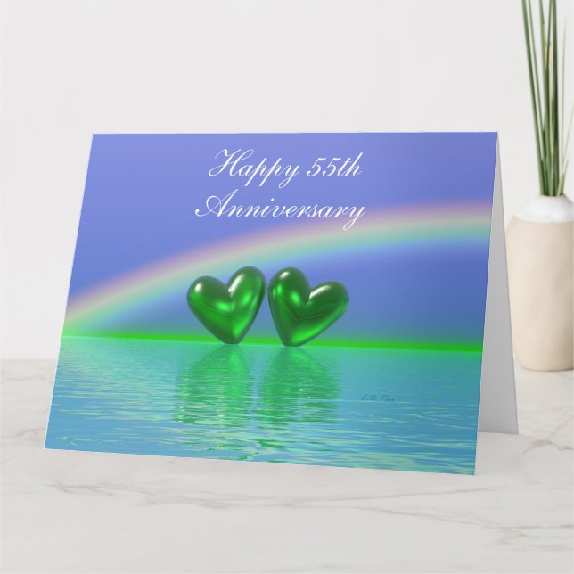55-årsjubileum Emerald Hearts Kort (Framsida)