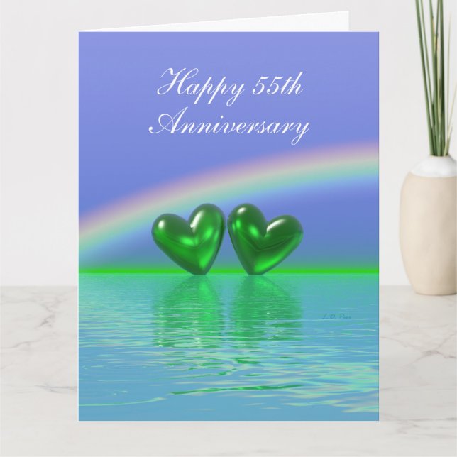 55-årsjubileum Emerald Hearts Kort (Framsida)