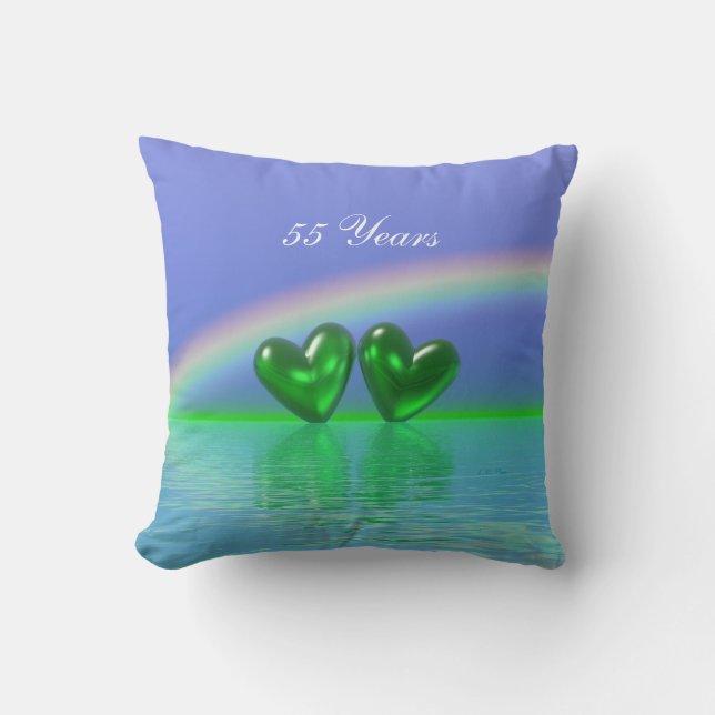 55-årsjubileum Emerald Hearts Kudde (Framsida)