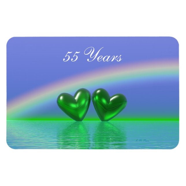 55-årsjubileum Emerald Hearts Magnet (Horisontell)