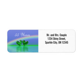 55-årsjubileum Emerald Hearts Returadress Etikett