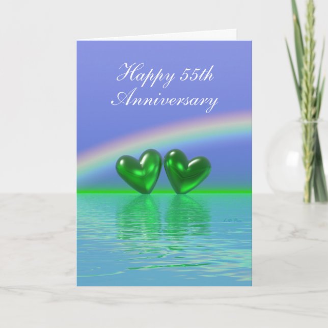 55-årsjubileum Emerald Hearts (Tall) Kort (Framsida)