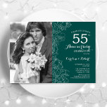 55-årsjubileum med Blommigten Photo Emerald Grönt Inbjudningar<br><div class="desc">55-årsjubileum med inbjudan till Blommigten Photo - Emerald Grönt. Modern blå royal med botaniska konturaccenter för teckning och typsnitt för typdiagram. Enkel perfekt för inbjudan-kort för trendig för en snyggt-bröllop-årsdag i firande. Kan anpassas så att de återspeglar alla år av giftermål. Skrivna Zazzle-inbjudningar eller digital utskrivbar mall för omedelbar nedladdning....</div>