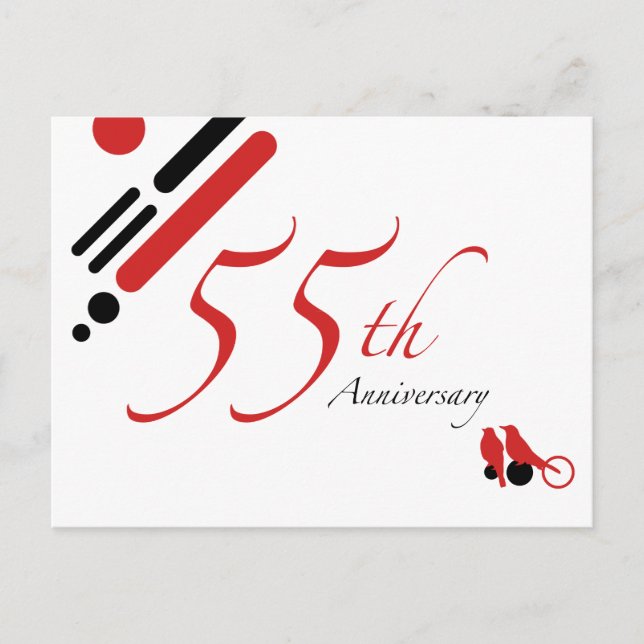 55-årsjubileum (med fåglar) vykort (Framsida)