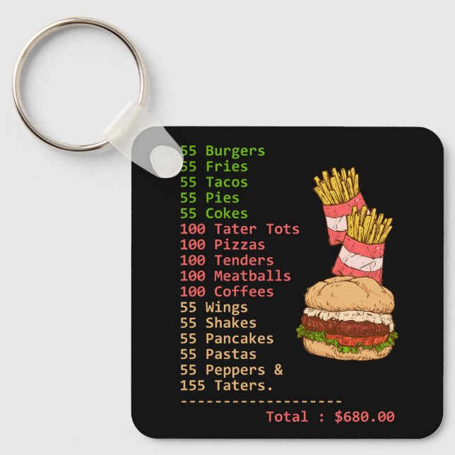 55 Burgers 55 Fries I Tänka du borde Lämna roligt Nyckelring (Framsida)