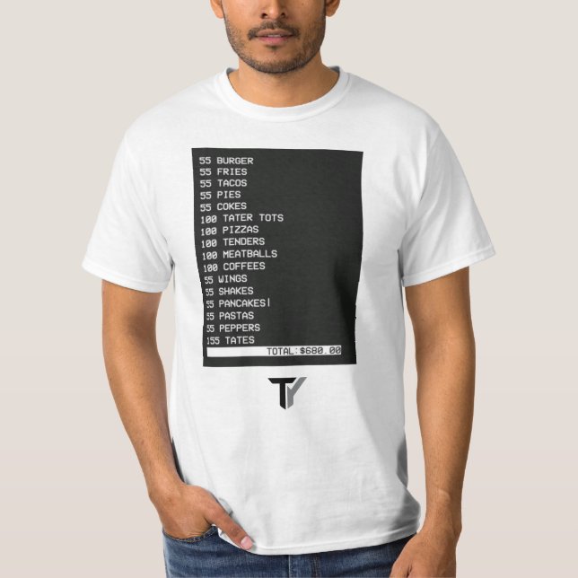55 Burgers 55 Fries Joke T-Shirt (Framsida)