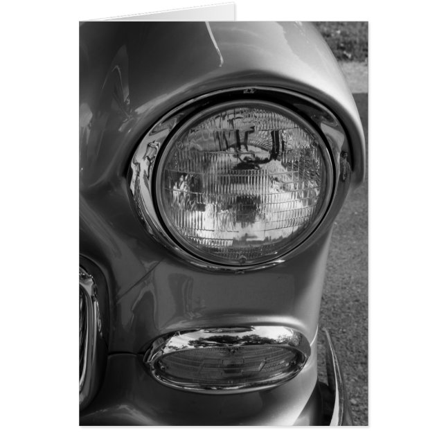 55 Chevy Headlight Grayscale OBS Kort (Framsidan)