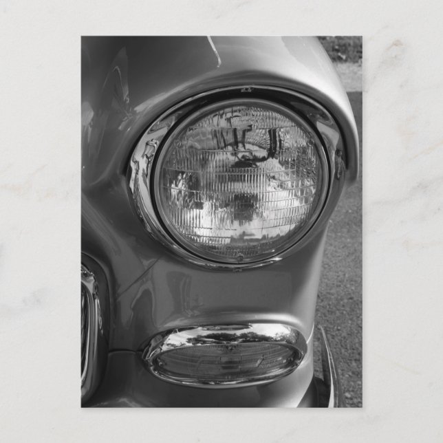 55 Chevy Headlight Grayscale Vykort (Framsida)