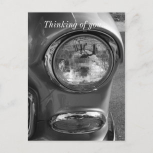 55 Chevy Headlight Grayscale Vykort