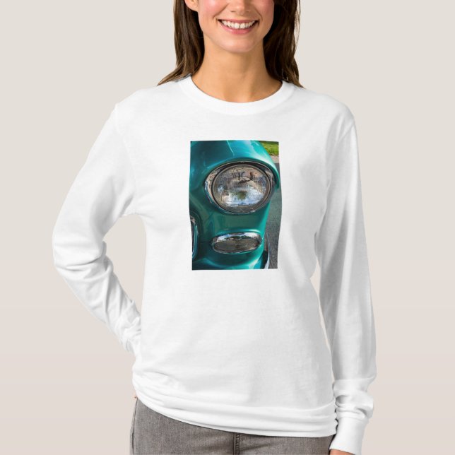 55 Chevy Headlight Långärmad T-Shirt (Framsida)