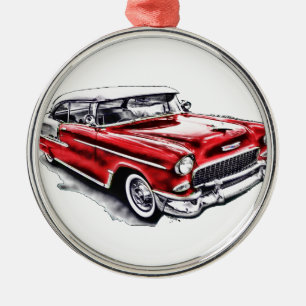 55 Chevy Julgransprydnad Metall