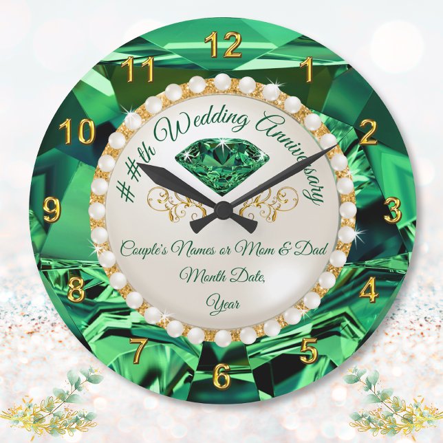 55:e, 35e eller 20:e annonsdag-gåvor stor klocka (55th wedding anniversary gift for parents. 55 year anniversary gift. Emerald anniversary gifts. )