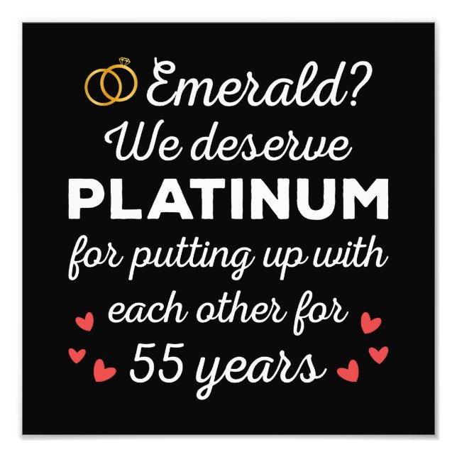 55:e Bröllop-årsdagen I - Emerald Funny Couple Fototryck (Framsidan)