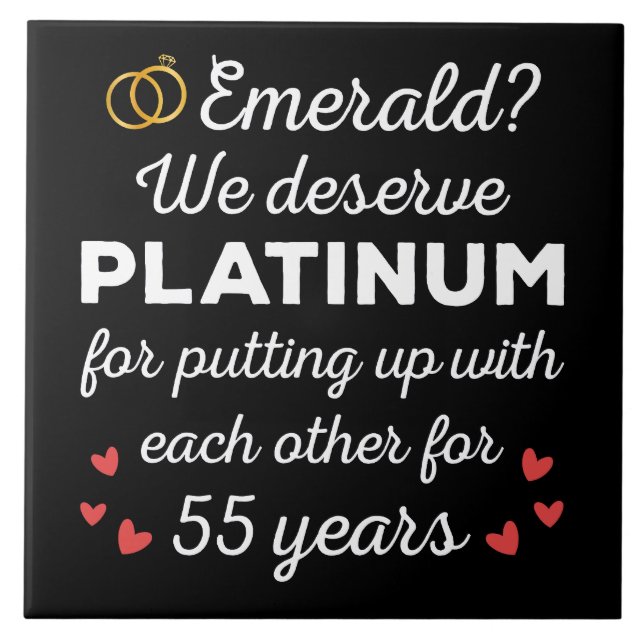 55:e Bröllop-årsdagen I - Emerald Funny Couple Kakelplatta (Framsidan)