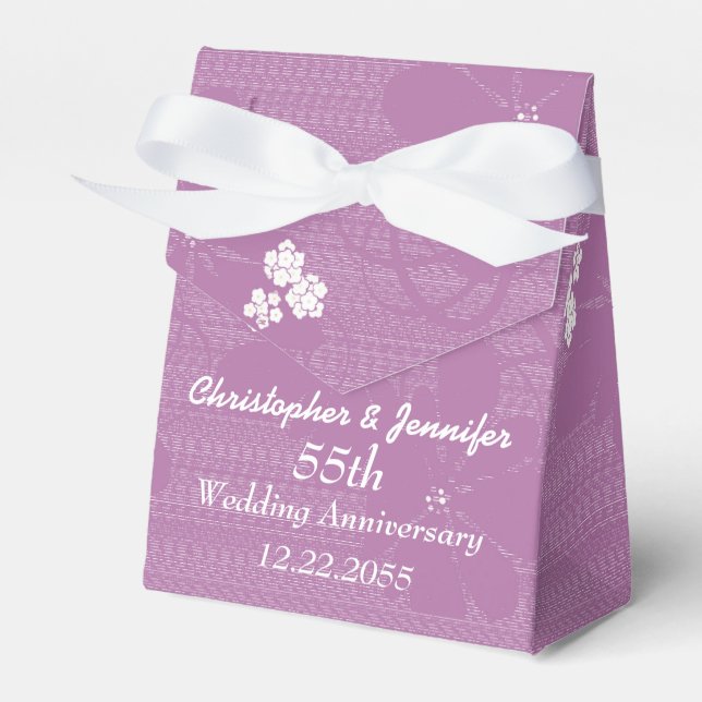 55:e Bröllop-årsdagen Pastel Lila Blommigt Presentaskar (Framsidan Sidan)