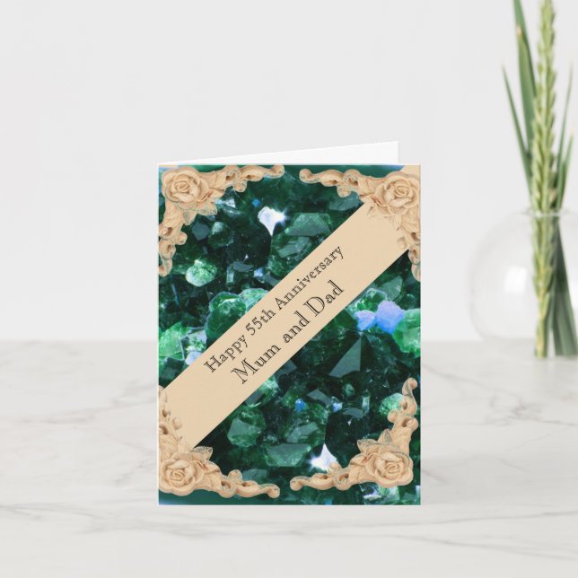 55:e Bröllop-årsjubileet Emerald Card Kort (Framsida)