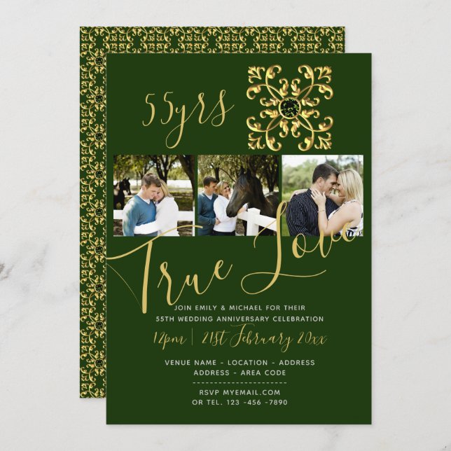 55:e EMERALD-jubileumsfoto GRÖN inbjudan (Fram/baksida)