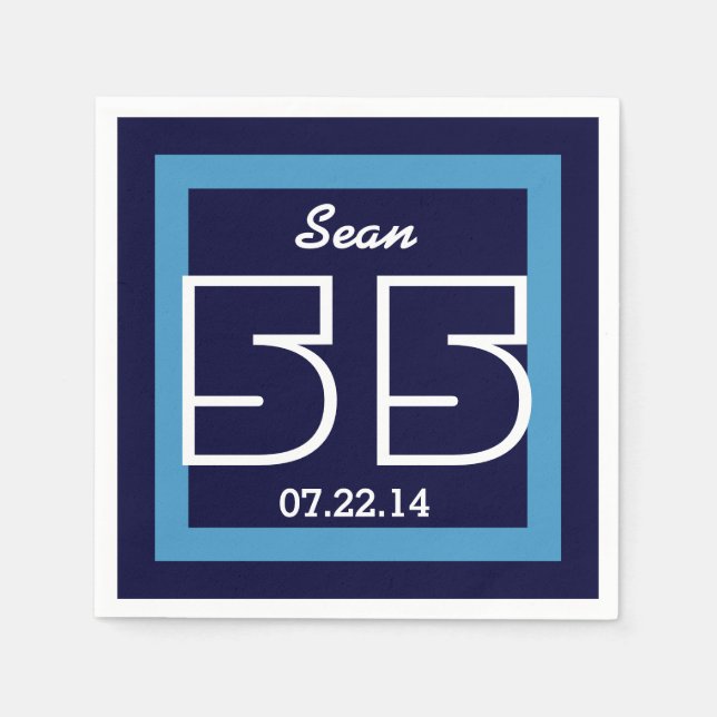 55:e födelsedag eller ÅR V15 NAVY och WHITE Pappersservett (Framsidan)