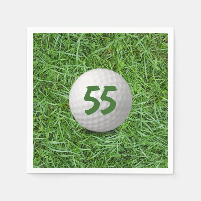 55:e födelsedag Golf Boll på grassblöjor Pappersservett (Framsidan)