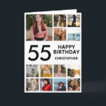 55:e födelsedag Photo Collage 13 Photos Black Whit Kort<br><div class="desc">55:e Grattis på födelsedagen Photo Collage 13 Photos Black and White Birthday Card för alla åldrar. Den 13:e 15:e 16:e 18:e 20:e 30:e 40:e 60:e 70:e 80:e 90:e 100:e, alla åldrar. Om du vill göra ytterligare anpassningar klickar du på knappen "Anpassa" och användor verktyg som är utformat för att ändra...</div>