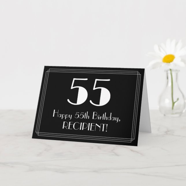 55:e födelsedagen ~ Art Deco Inspired Titta "55",  Kort (Liten växt)