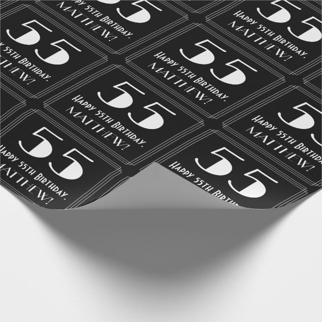 55:e födelsedagen - Art Deco Inspired Titta "55",  Presentpapper (Hörn)