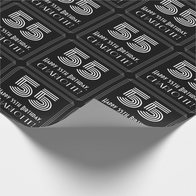 55:e födelsedagen: Art Deco Inspired Titta "55" w/ Presentpapper (Hörn)