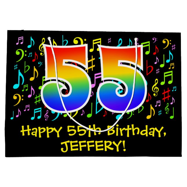 55:e födelsedagen - Färgstarka musiksymboler, regn (Baksidan)