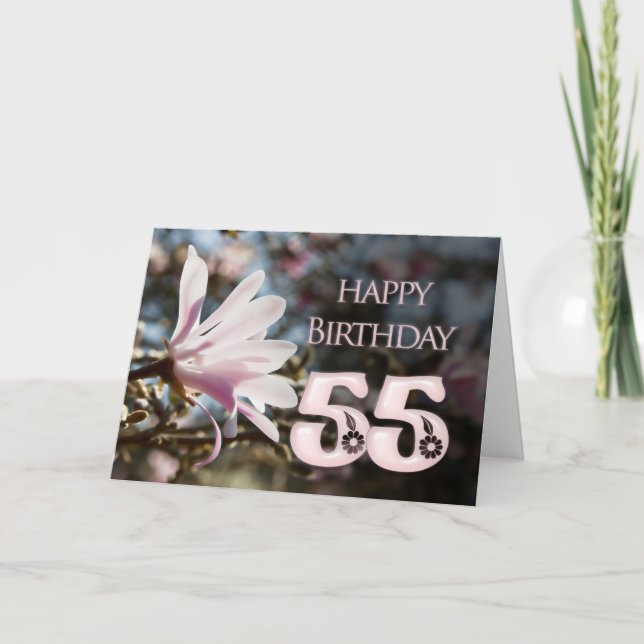 55:e födelsedagen med magnolia kort (Framsida)