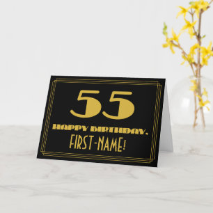 55:e födelsedagen: Namn + Art Deco Inspired (55 år Kort