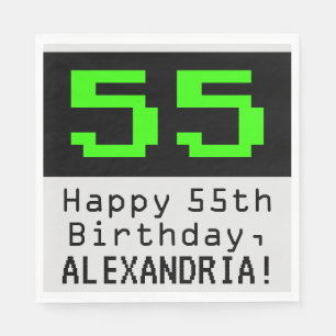 55:e födelsedagen - Nerdy/Geeky Stil "55" och Namn Pappersservett