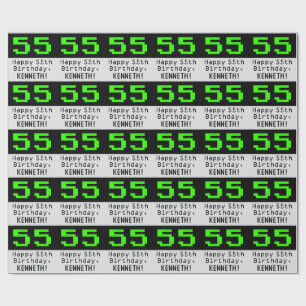 55:e födelsedagen - Nerdy/Geeky Stil "55" och Namn Presentpapper