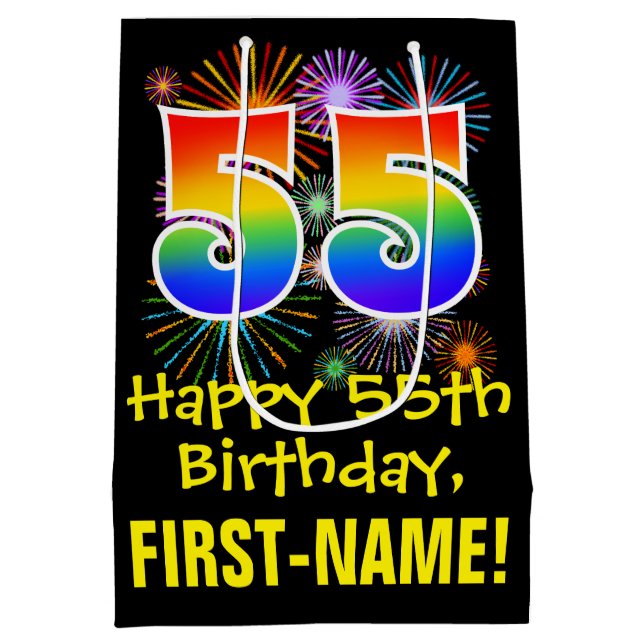 55:e födelsedagen: Roligt Fireworks Mönster + Rain (Baksidan)