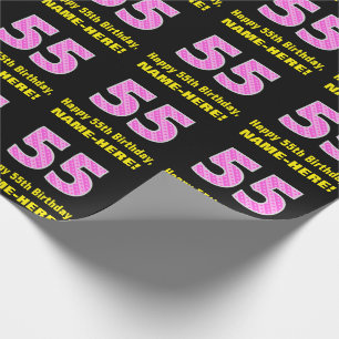 55:e födelsedagen: Rosa Rand och örhängen "55" Presentpapper