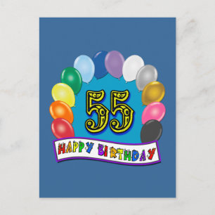 55:e födelsedagsballongens design vykort