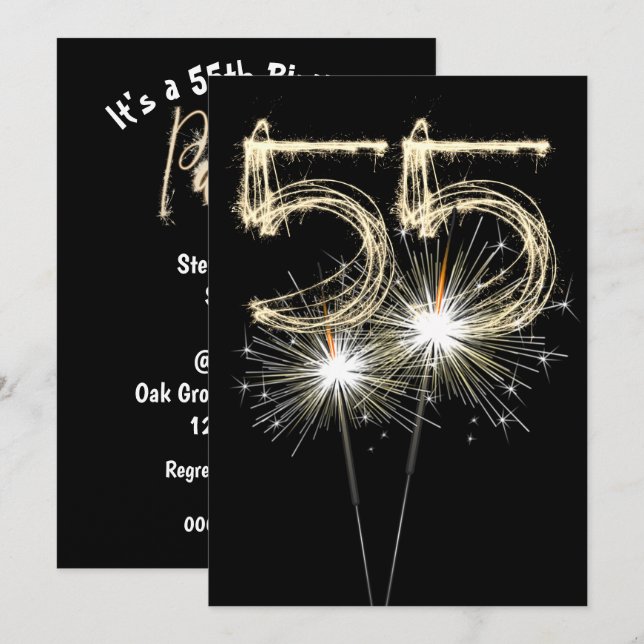 55:e Födelsedagsfestens miniatyrdiagram Inbjudningar (Fram/baksida)