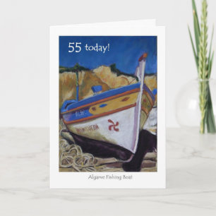 55:e födelsedagskortet - Algarve Fishing Boat Kort