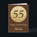 55:e födelsedagskortet Lycklig Brown och Guld Glit Kort<br><div class="desc">55:e födelsedagskortet Lycklig Brown och Guld Glitter med personlig namn. Om du vill göra ytterligare anpassningar klickar du på knappen "Anpassa" och användor verktyg som är utformat för att ändra mallen.</div>