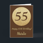 55:e födelsedagskortet Lycklig Brown och Guld Glit Kort<br><div class="desc">55:e födelsedagskortet Lycklig Brown och Guld Glitter med personlig namn. Om du vill göra ytterligare anpassningar klickar du på knappen "Anpassa" och användor verktyg som är utformat för att ändra mallen.</div>