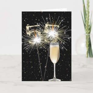 55:e födelsedagssparkler med vit Vin Kort