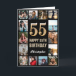 55:e Grattis på födelsedagen Black and Guld Photo  Kort<br><div class="desc">55:e Grattis på födelsedagen Black and Guld Photo Collage Birthday Card. Om du vill göra ytterligare anpassningar klickar du på knappen "Anpassa" och användor verktyg som är utformat för att ändra mallen.</div>
