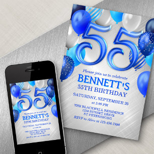 55:e Manar-inbjudan till Blue Birthday Inbjudningar