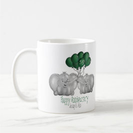 55:e nya Bröllop-årsdagen Söt elefant Kaffemugg