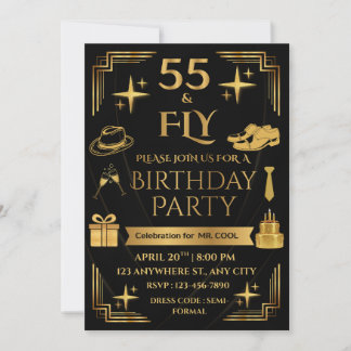 55 & FLY 5X7 CORNERED STYLE MEN'S BIRTHDAY PARTY INBJUDNINGAR